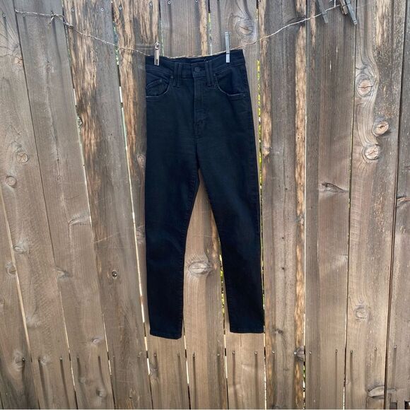 MOTHER THE DIAMOND SWOONER WASH: NOT GUILTY Jet Black Slim Fit Jeans size 24 - Picture 6 of 14